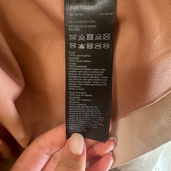 AllSaints Balfern Mixed Leather Moto Jacket black and white - Picture 7 of 7